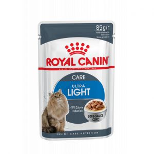 Royal Canin, Zoolife, Зоолайф, корм для кошек, Омск, Роял Канин, Корм для похудения, жирные кошки, склонность к полноте, избыточный вес кошки, кошки склонные к полноте, влажный корм, кусочки в соусе, пакетик, пауч,Ultra Light, Ультра Лайт в соусе, gravy